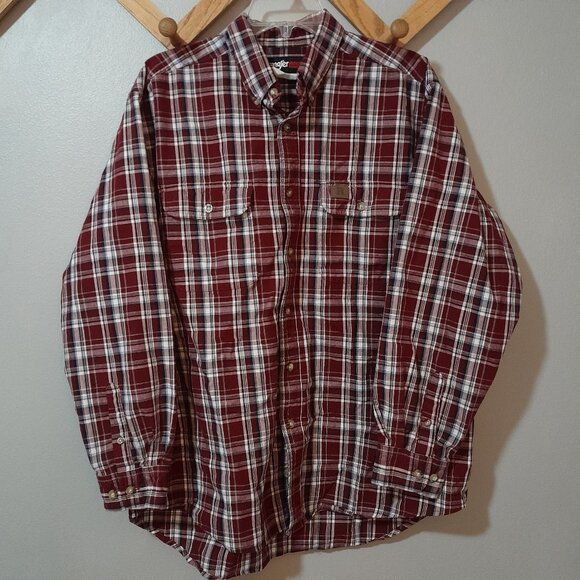Wrangler Other - Wrangler Riggs Workwear Maroon Plaid Long Sleeve XXL